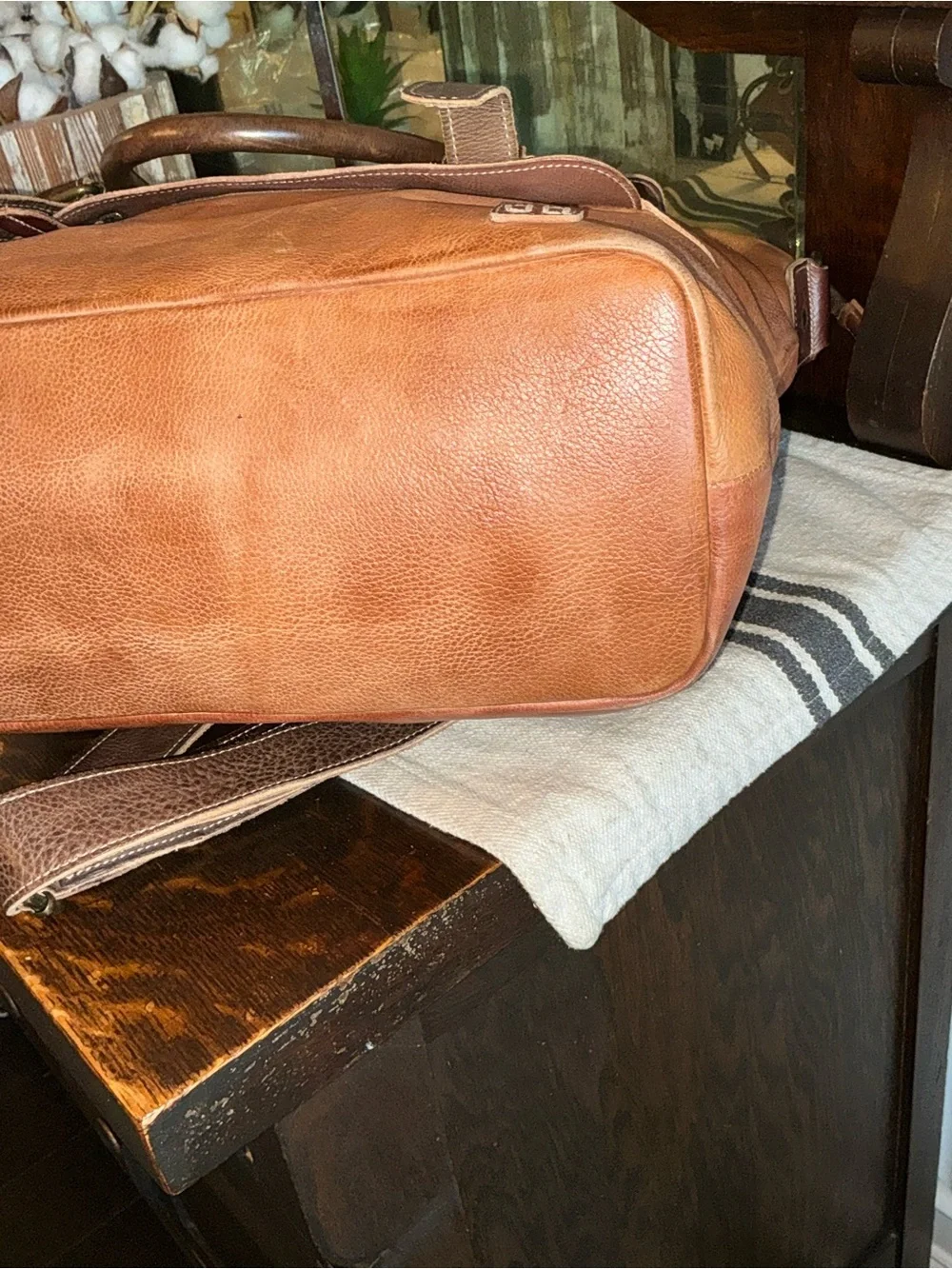 Bed Stu Two-Tone Brown Leather Tote